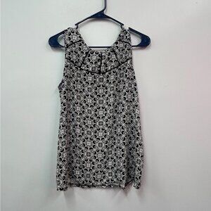Loft Women’s Black and White Patterned Top Size Medium